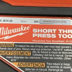 AS-IS Milwaukee 18V Lithium-Ion Cordless Short Throw Press Tool with 3 PEX Crimp Jaws Kit