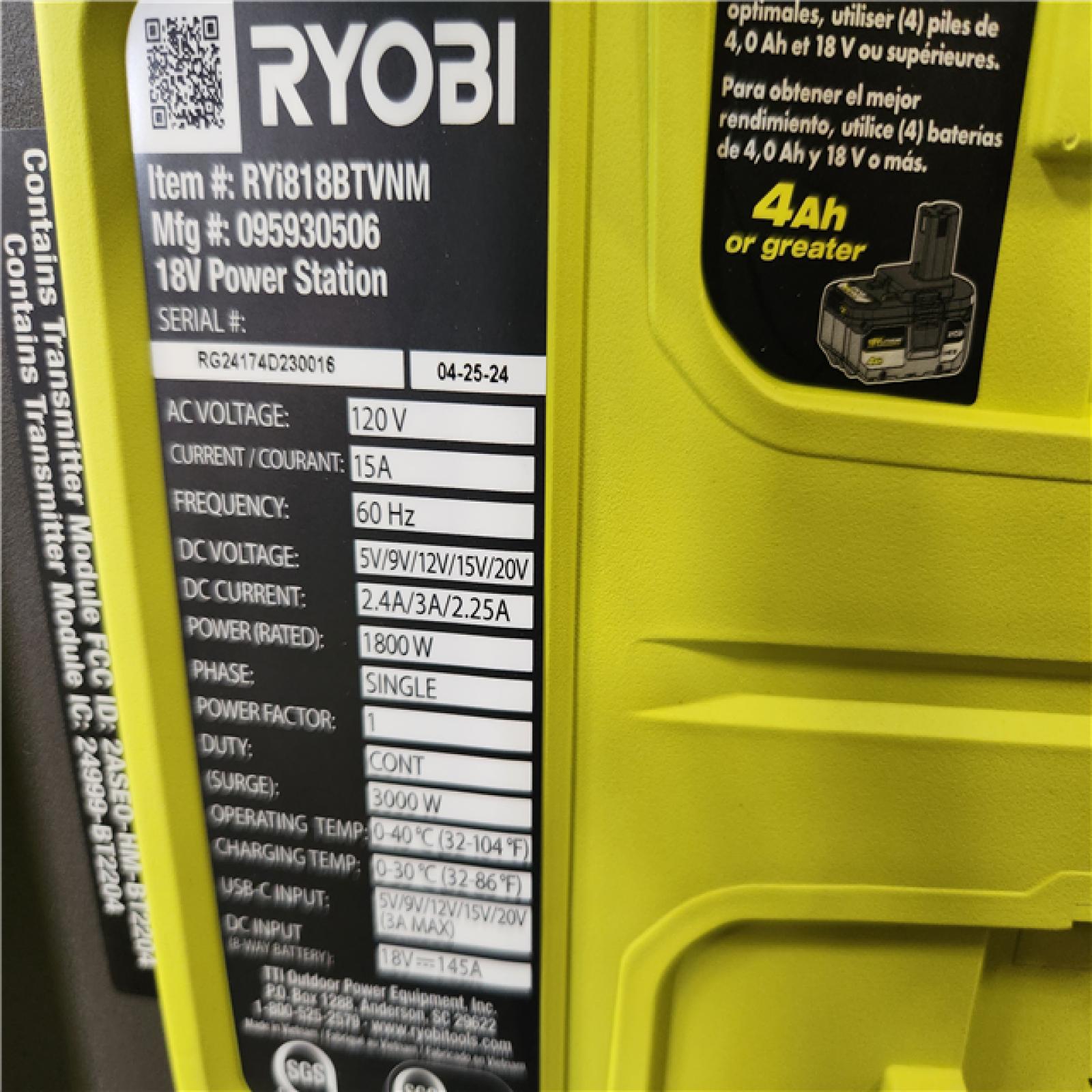 Phoenix NEW RYOBI 18V ONE+ 1800-Watt Portable Battery Inverter Power Station/8-Port Charger (Tool Only)