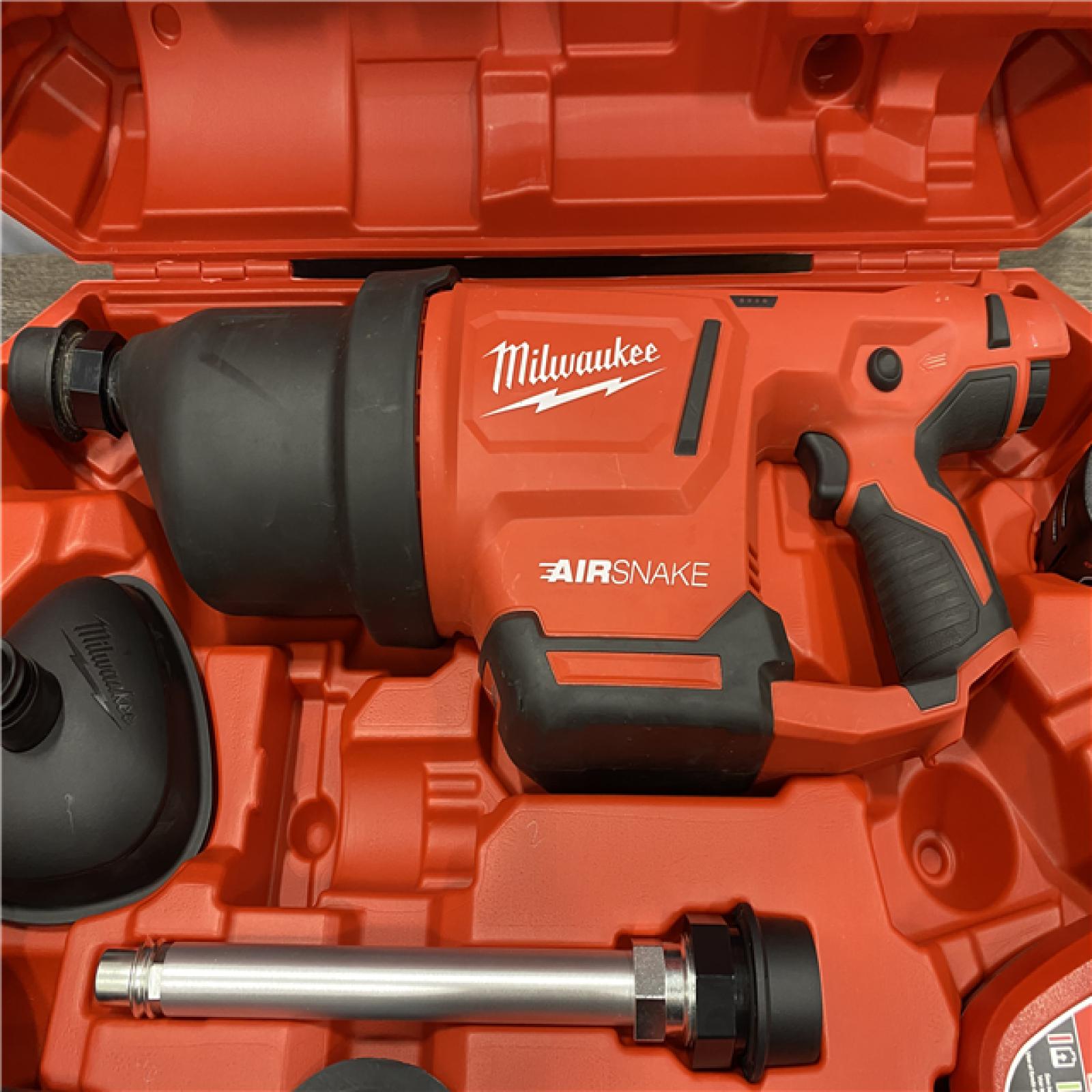 AS-IS Milwaukee 12-Volt Lithium-Ion Cordless Drain Cleaning Airsnake Air Gun Kit