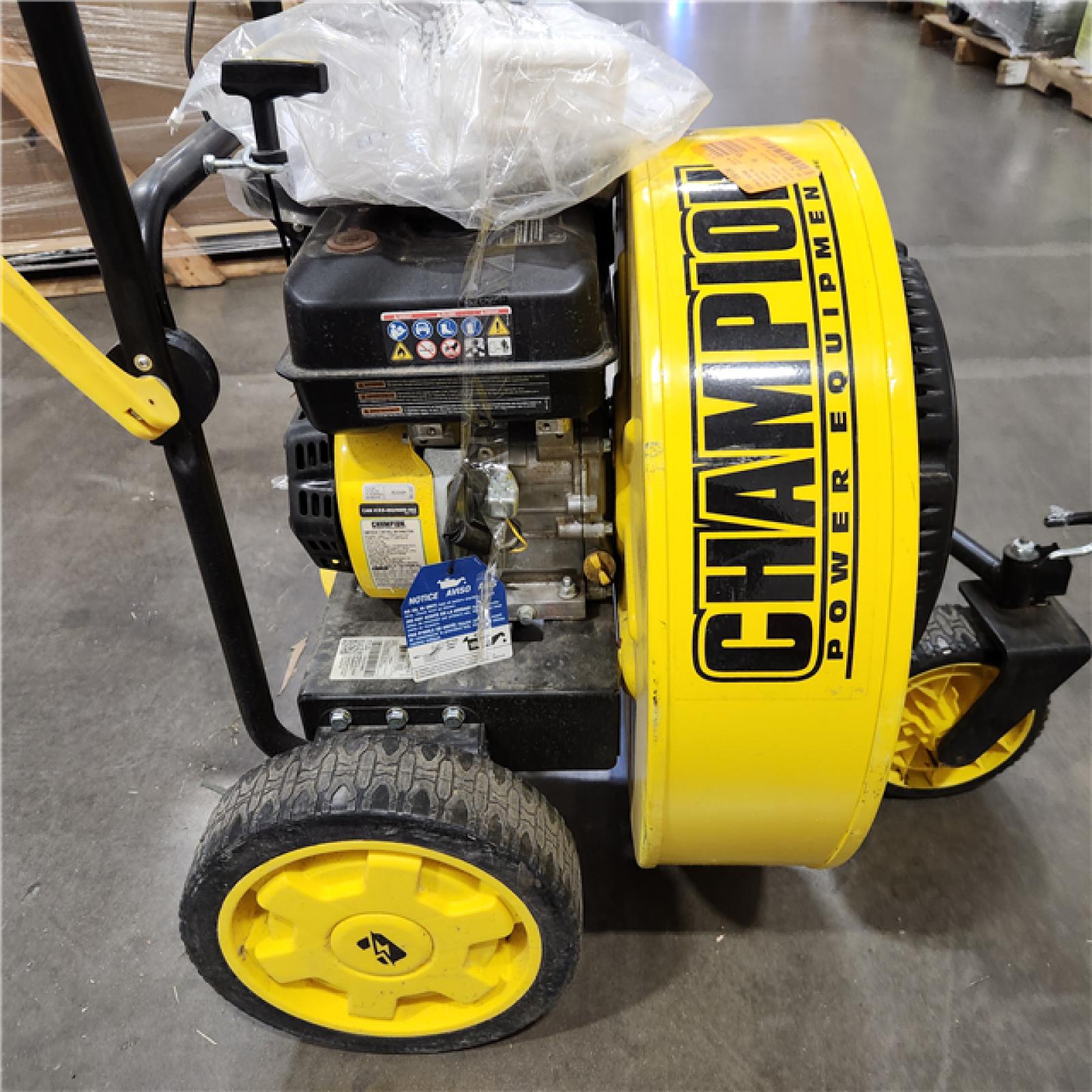 Dallas Location - As-Is Champion Power Equipment 160 MPH 1300 CFM 224 cc Walk-Behind Gas Leaf Blower with Swivel Front Wheel and 90-Degree Flow Diverter