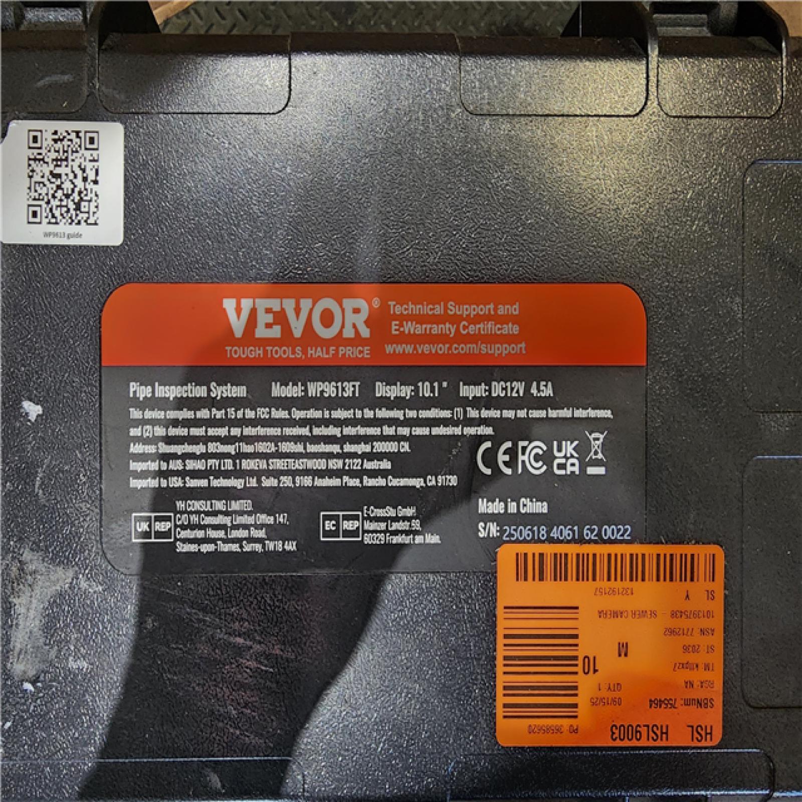 HOUSTON LOCATION - AS-IS VEVOR PIPE INSPECTION SYSTEM
