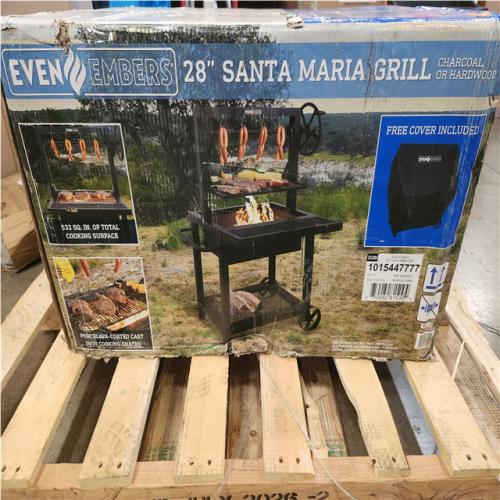 Phoenix NEW Even Embers 26 in. Santa Maria Charcoal and Wood Grill in Black with Cover Included