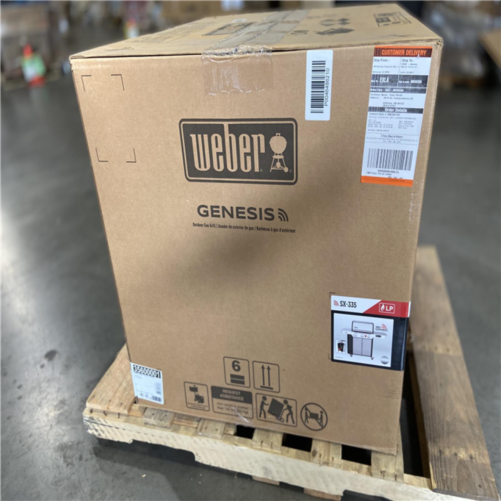 DALLAS LOCATION - Weber Genesis Smart SX-335 3-Burner Liquid Propane Gas Grill in Stainless Steel with Side Burner