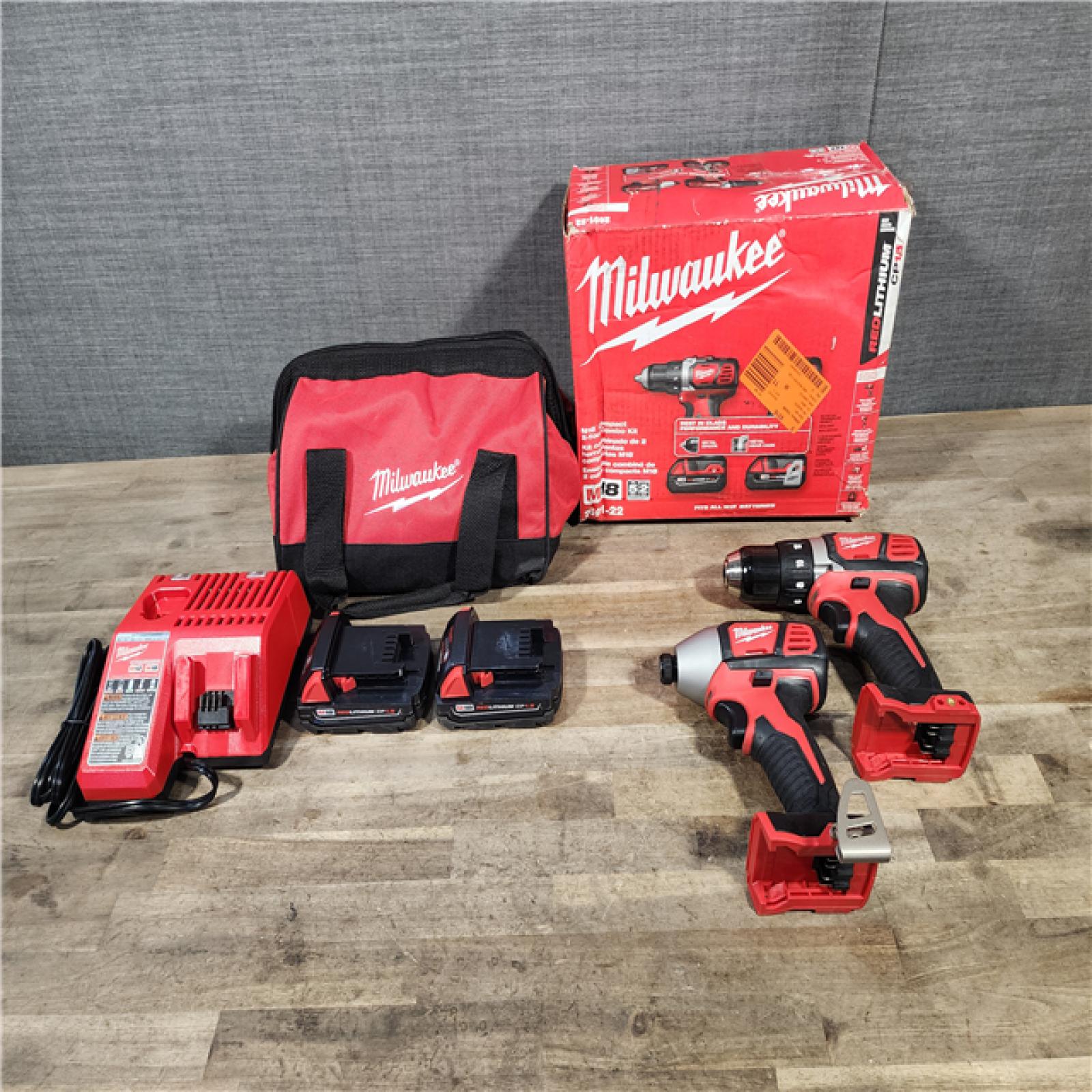 HOUSTON LOCATION - AS-IS Milwaukee 18V Cordless Brushed 2-Tool Drill/Driver and Impact Driver Kit
