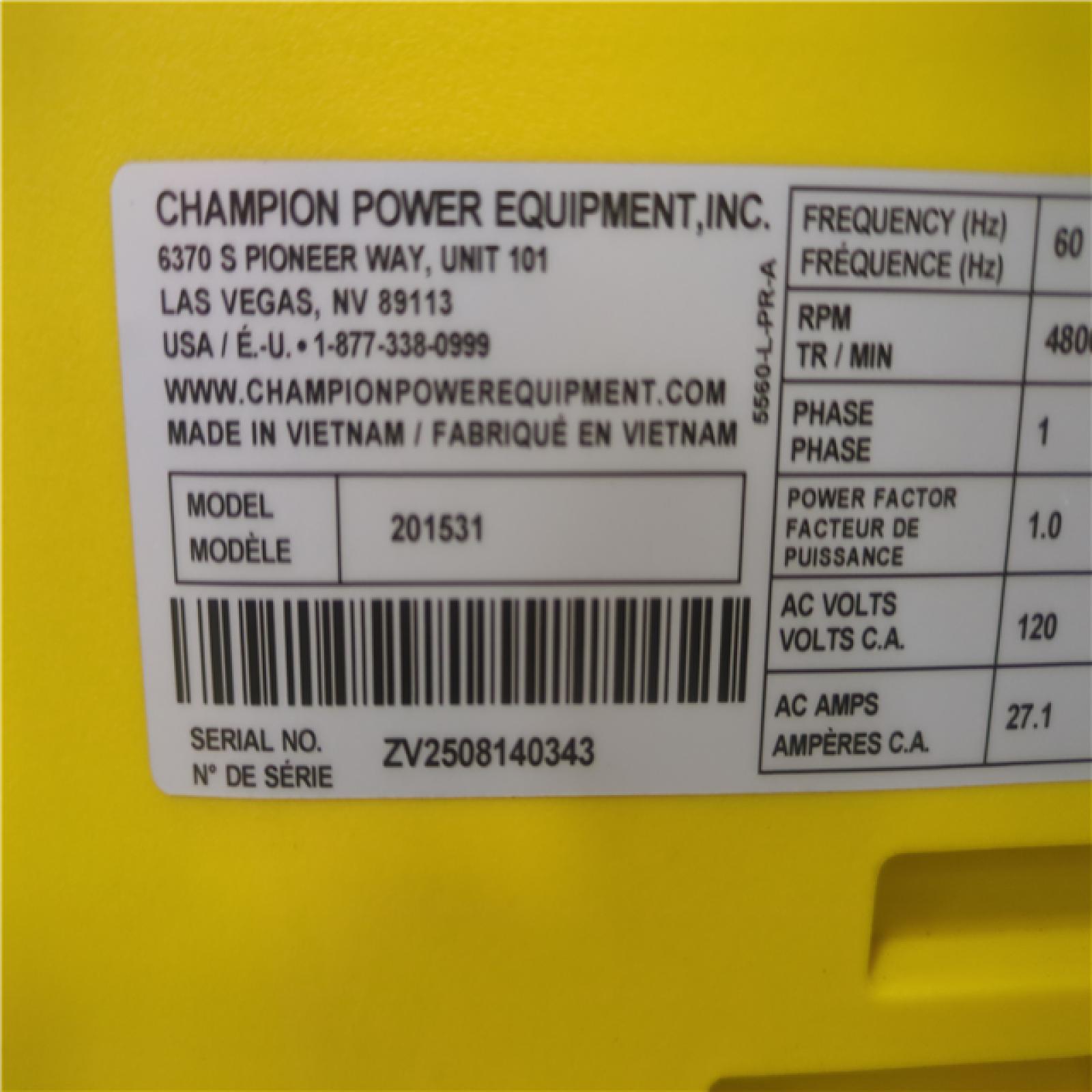 CALIFORNIA AS-IS CHAMPION PORTABLE POWER GENERATOR