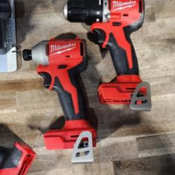 HOUSTON LOCATION - AS-IS Milwaukee M18 18-Volt Lithium-Ion Brushless Cordless Combo Kit (4-Tool) with 2-Batteries  1-Charger and Tool Bag