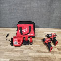HOUSTON LOCATION - AS-IS Milwaukee FUEL 12-Volt Lithium-Ion Brushless Cordless Hammer Drill and Impact Driver Combo Kit