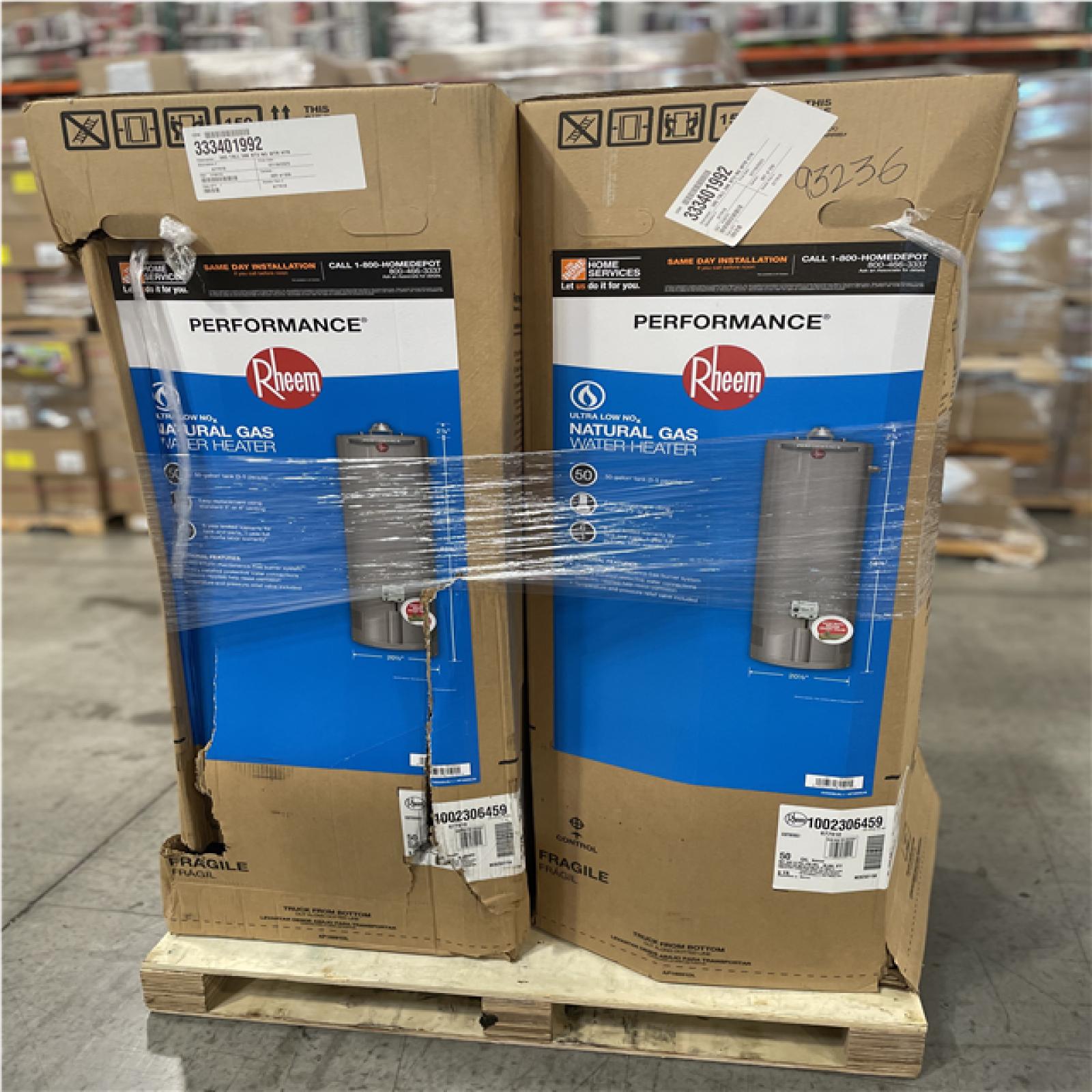 DALLAS LOCATION- AS-IS RHEEM 50 GAL 38 000 BTU Ultra Low (ULN) Natural Gas Water Heater (3 UNITS)