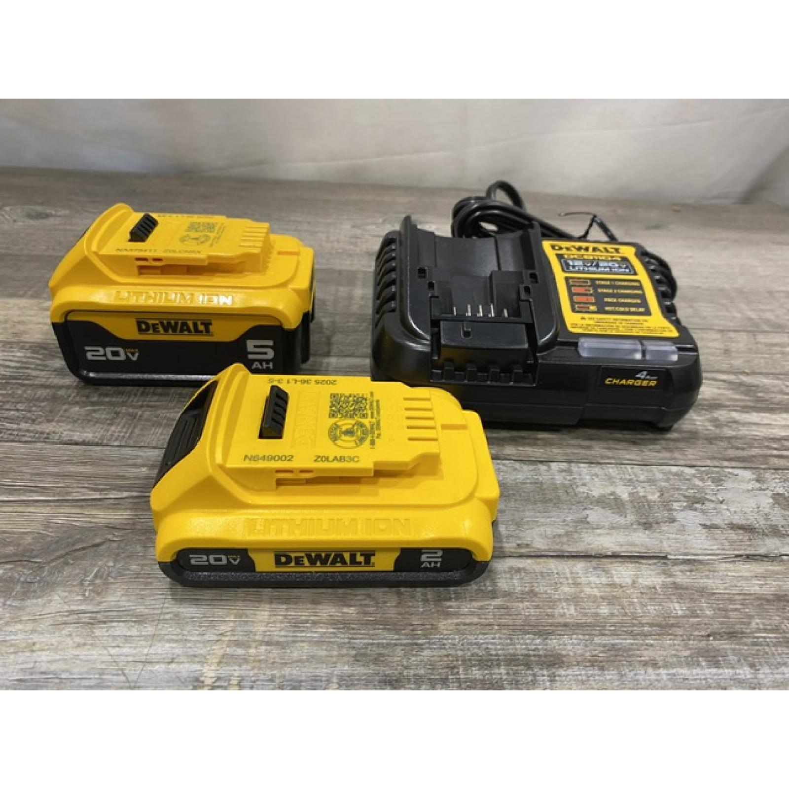 AS-IS DEWALT 20V MAX Lithium-Ion Battery Kit with 5.0Ah and 2.0Ah Battery and Charger