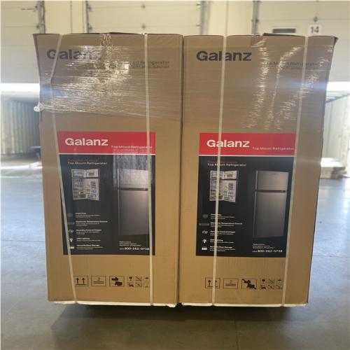 DALLAS LOCATION-Galanz 12 cu. ft. Top Freezer Refrigerator with Dual Door Frost Free in Stainless Steel PALLET-(4 UNITS)