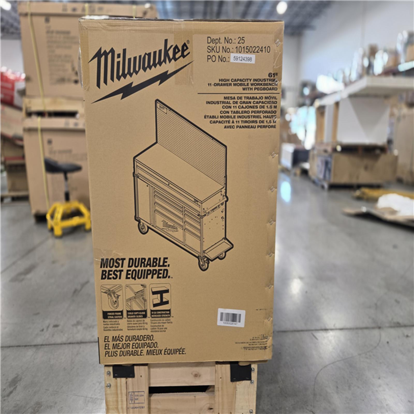 DALLAS LOCATION- AS-IS MILWAUKEE High Capacity 61 in. W x 22.1 in D 11-Drawer Mobile Workbench