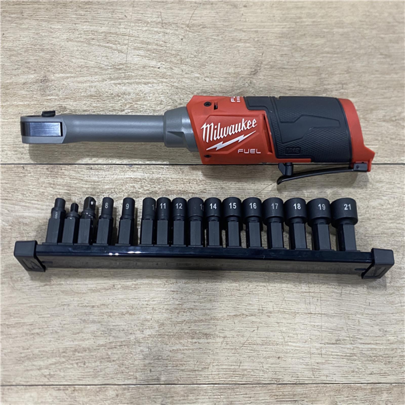 AS-IS Milwaukee FUEL INSIDER 12V Lithium-Ion Brushless Cordless 1/4 in. - 3/8 in. Extended Reach Box Ratchet (Tool-Only)