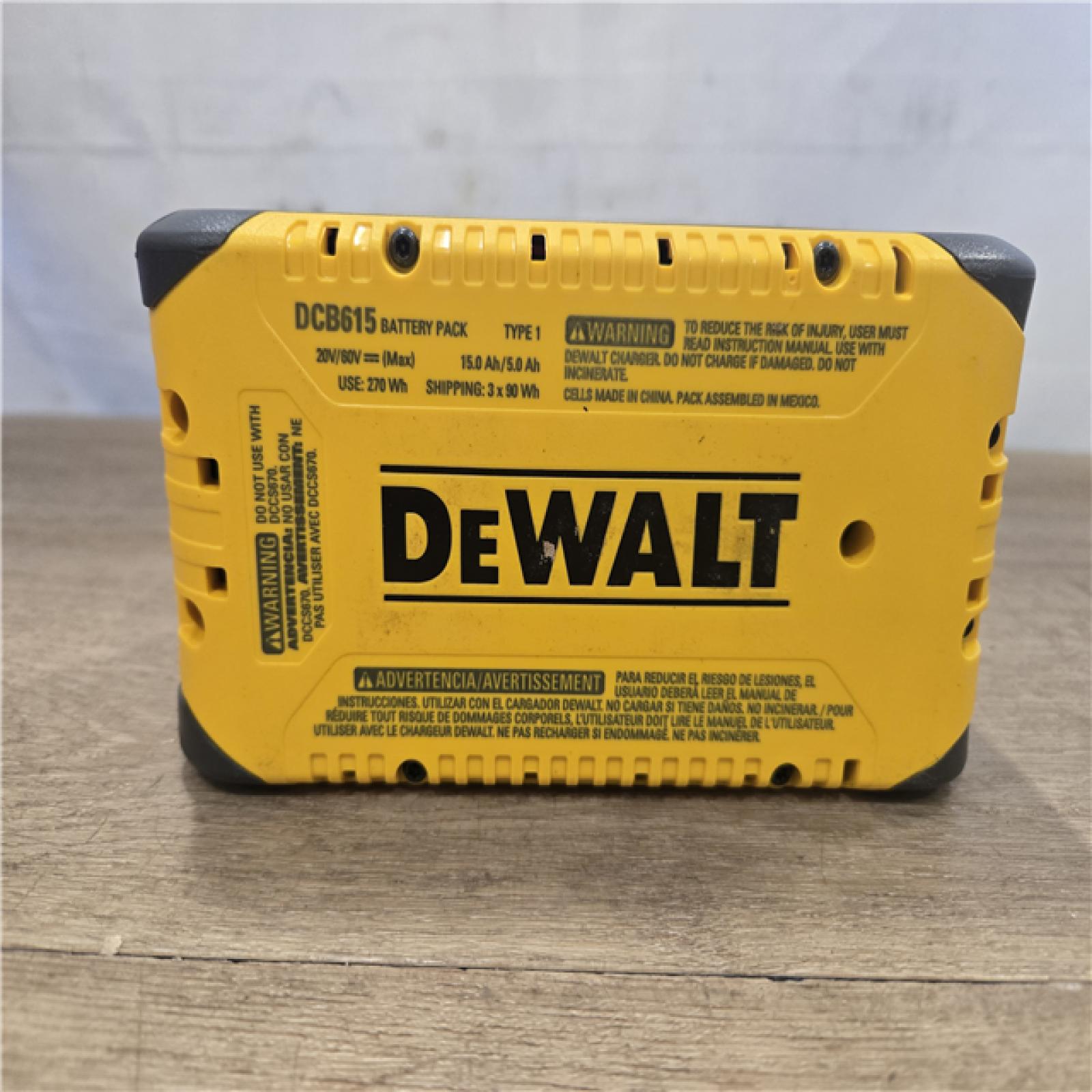 AS-IS DeWalt 20V-60V MAX FLEXVOLT DCB615 15 Ah Lithium-Ion Battery