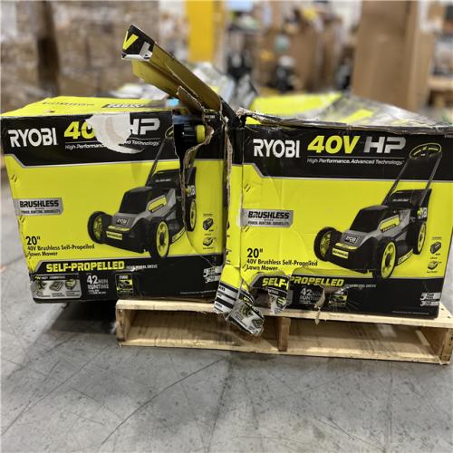 DALLAS LOCATION - RYOBI 40V HP Brushless 20 in. Cordless Electric Battery Walk Behind Self-Propelled Mower PALLET - (2 UNITS)