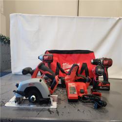 AS-IS- Milwaukee M18 18-Volt Lithium-Ion Cordless Combo Tool Kit (5-Tool) with (1) 3.0Ah and (1) 1.5Ah Battery  (1) Charger  (1) Tool Bag