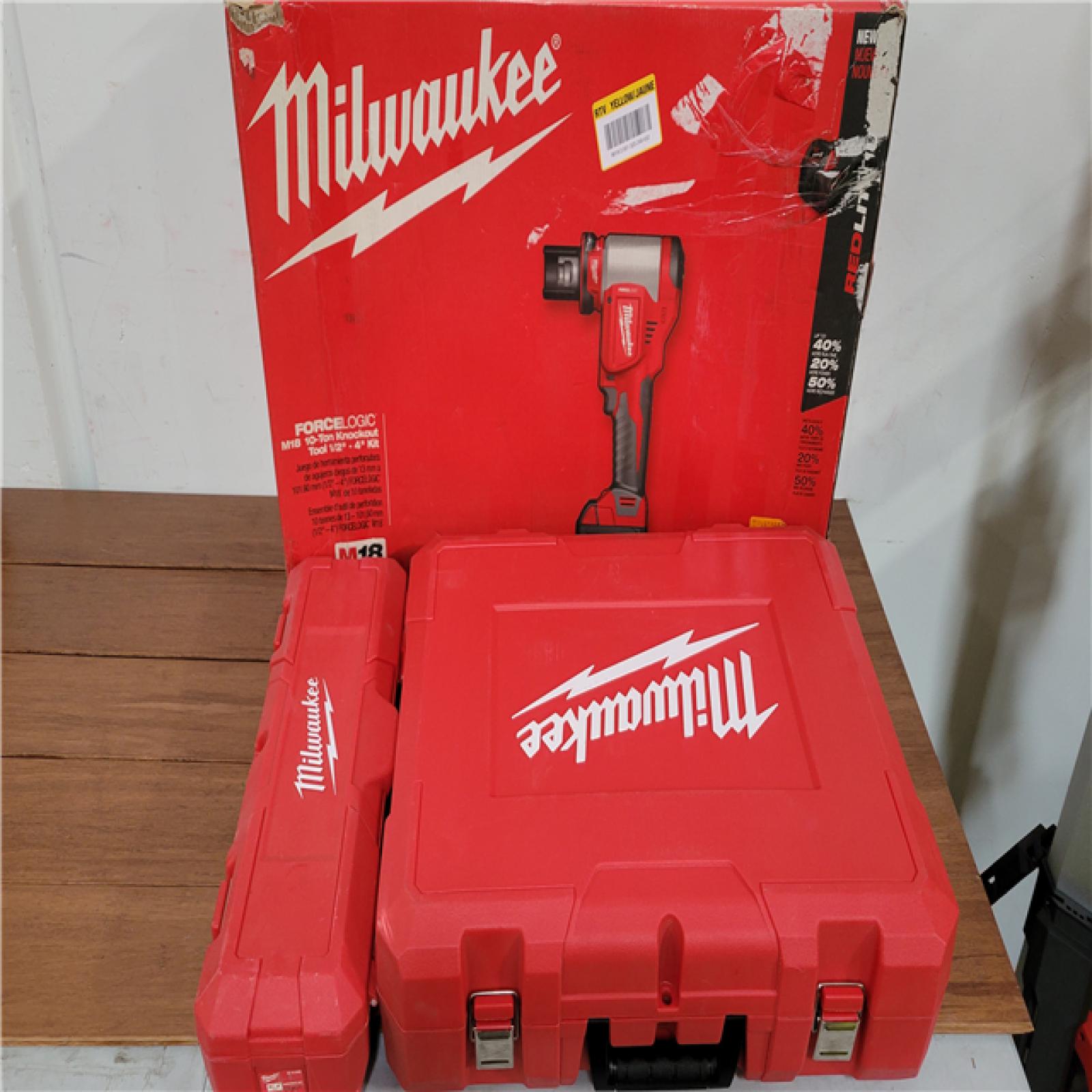 California AS-IS Milwaukee Force Logic M18 10-Ton Knockout Tool  Includes (2) Batteries  Charger & Hard Case; Appears in Excellent Condition