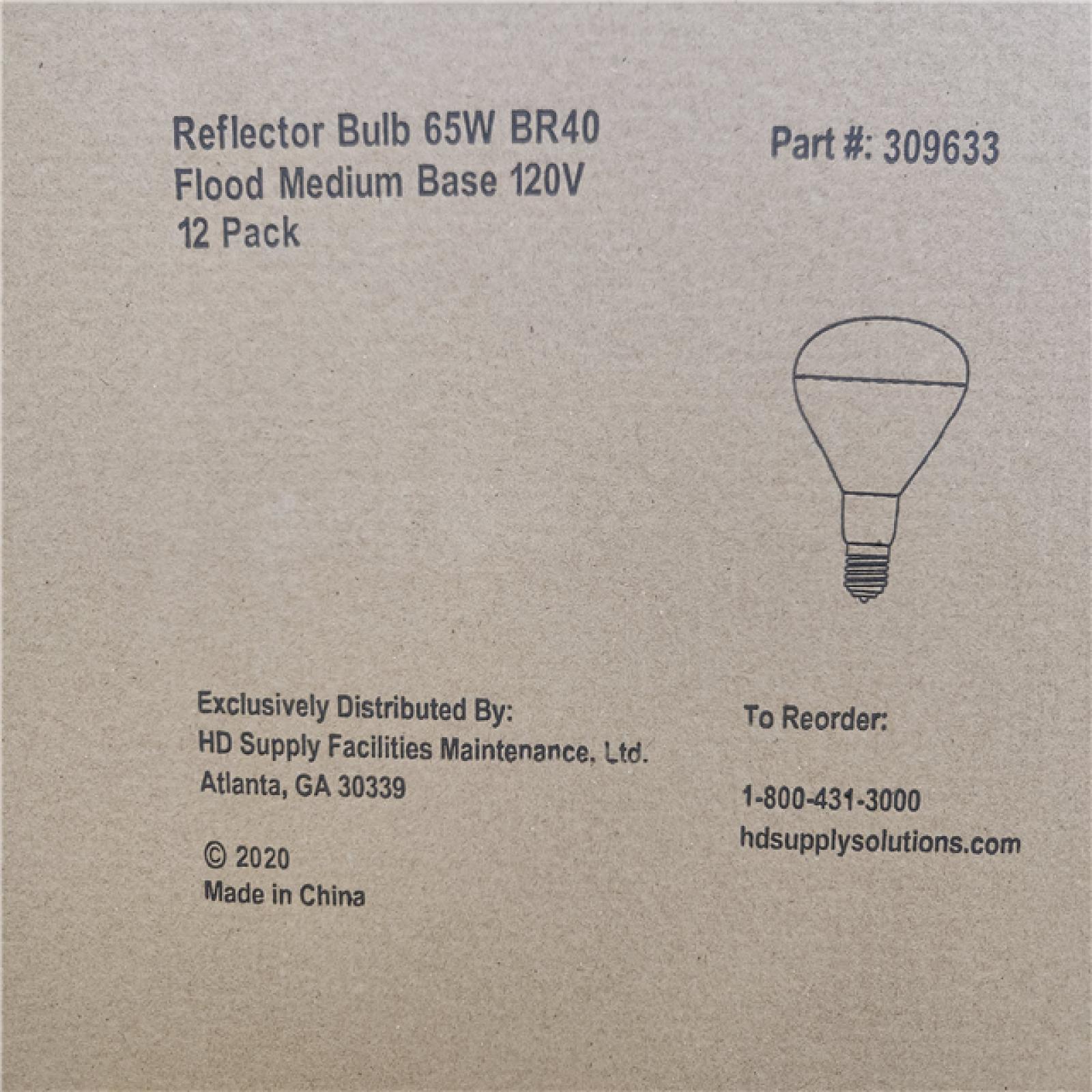 Phoenix Location NEW Reflector Bulb 65W BR40 Flood Medium Base 120V 12 Pack Pallet (21 Boxes)