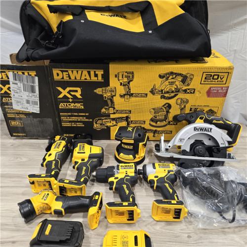 LIKE NEW! - DEWALT 20-Volt MAX Lithium-Ion Cordless 7-Tool Combo Kit with 2.0 Ah Battery, 5.0 Ah Battery and Charger