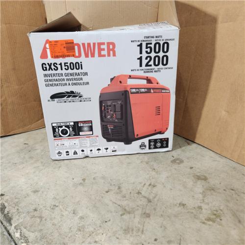 Houston location- AS-IS A-iPower 1500-Watt Recoil Start Gasoline Powered Ultra-Light Inverter Generator with 60cc OHV Engine and CO Sensor Shutdown - Appears IN NEW CONDITION