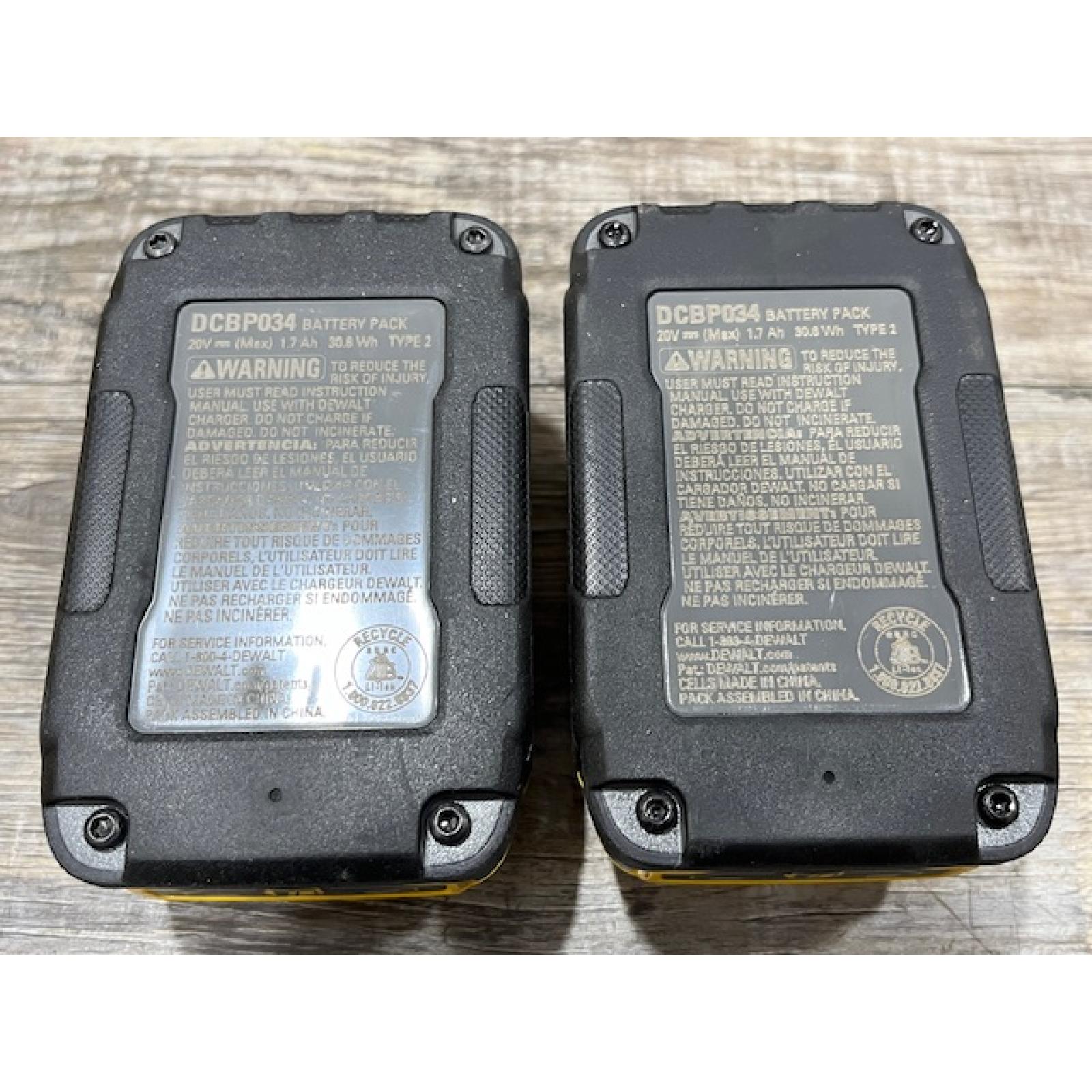 AS-IS DEWALT 20V MAX XR POWERSTACK Lithium-Ion 1.7 Ah Compact Battery (2-Pack)