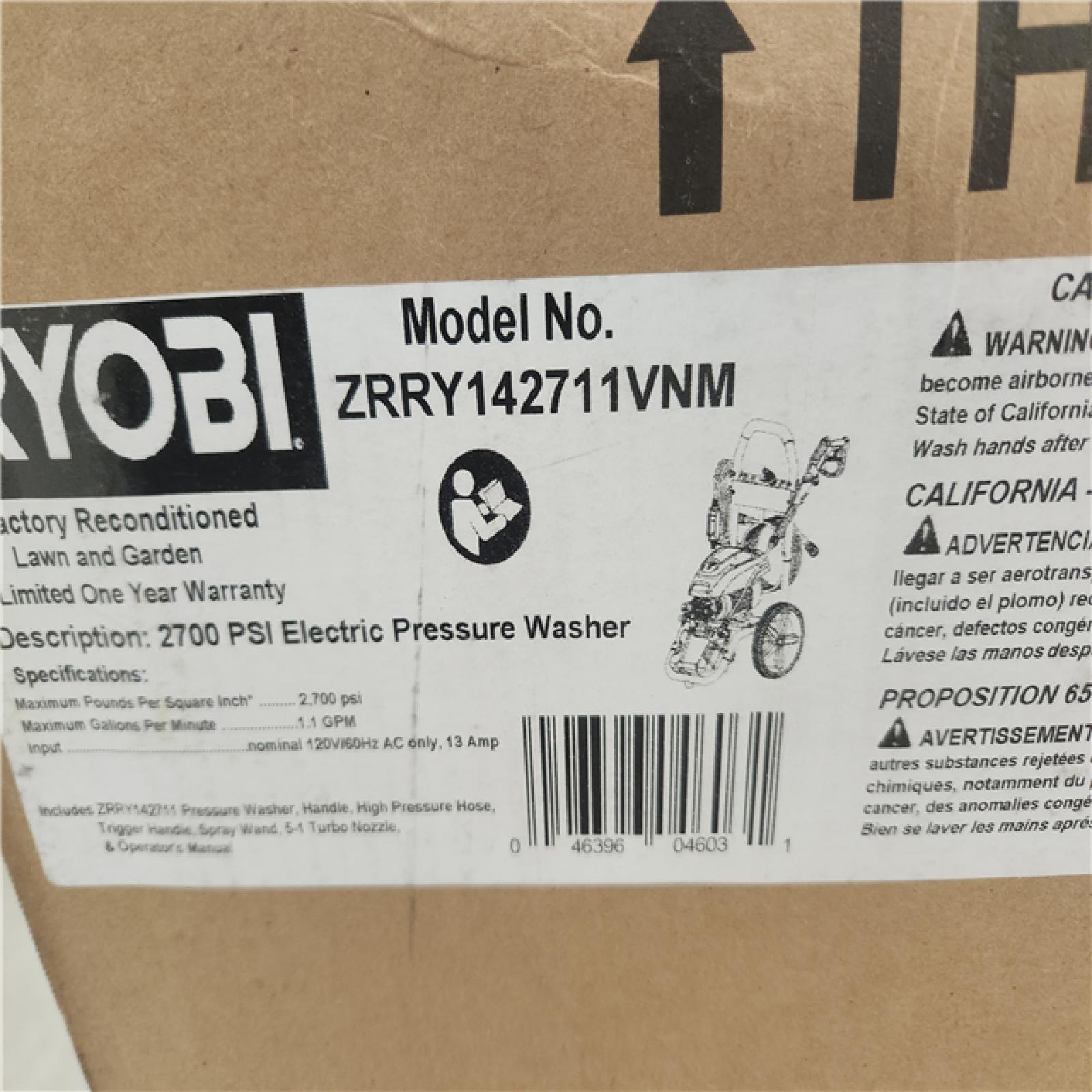 Phoenix Location NEW RYOBI 2700 PSI 1.1 GPM Cold Water Corded Electric Pressure Washer