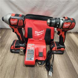 AS-IS- Milwaukee 18V Cordless Brushed 2-Tool Drill/Driver and Impact Driver Kit