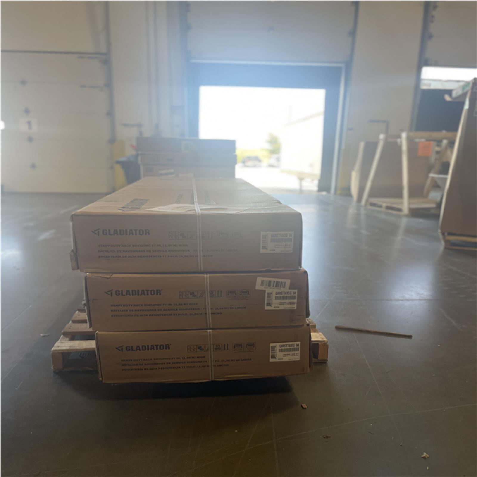 DALLAS LOCATION- GLADIATOR 4-Tier Industrial Duty Welded Steel Garage Storage Shelving Unit PALLET (3 UNITS)