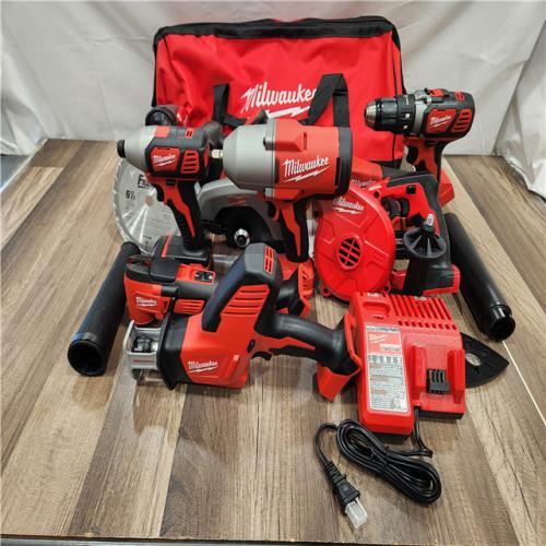 AS-IS- Milwaukee M18 18-Volt Lithium-Ion Cordless 9-Tool Combo Kit with 2-Batteries  Charger and Tool Bag