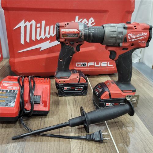 AS-IS MILWAUKEE M18 FUEL 18V Lithium-Ion Brushless Cordless Hammer Drill and Impact Driver Combo Kit (2-Tool) with 2 Batteries