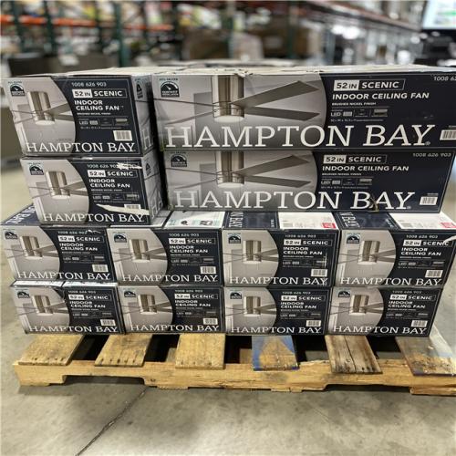 DALLAS LOCATION - Hampton Bay Scenic 52 in. Integrated LED Indoor Brushed Nickel Hugger Ceiling Fan- (14 UNITS)