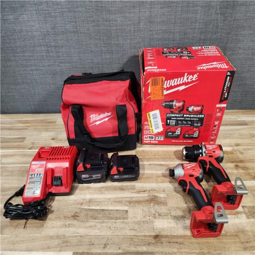 HOUSTON LOCATION - AS-IS Milwaukee 18-Volt Lithium-Ion Brushless Cordless Compact Hammer Drill/Impact Combo Kit
