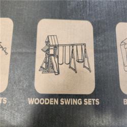 Phoenix NEW SPORTSPOWER Scottsdale Wood Swing Set with Slide  Sandbox and Roofed Play Fort  BONUS Anchor Kit Included for Kids 3-8