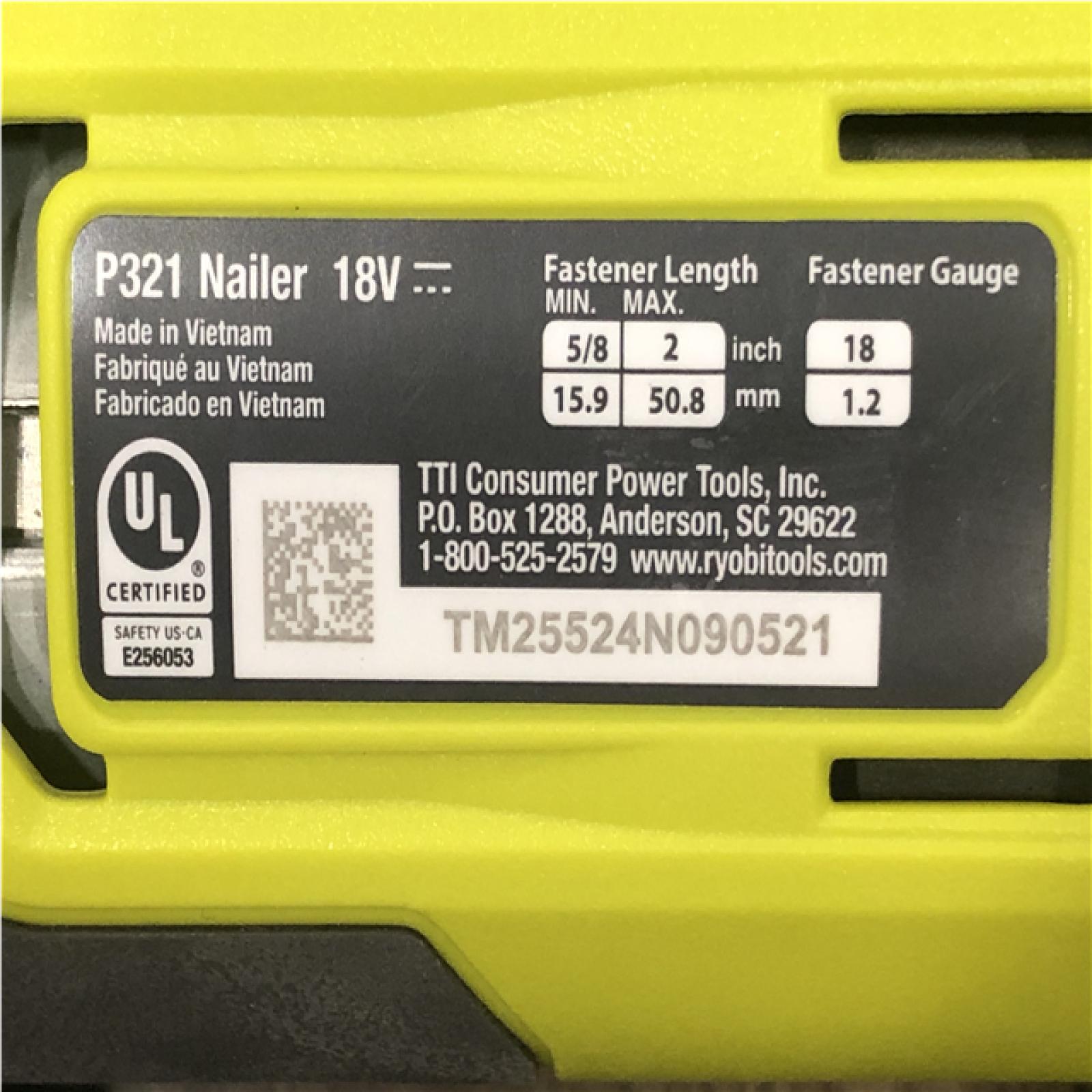AS-IS RYOBI ONE+ 18V 18-Gauge Cordless AirStrike Brad Nailer (Tool Only)