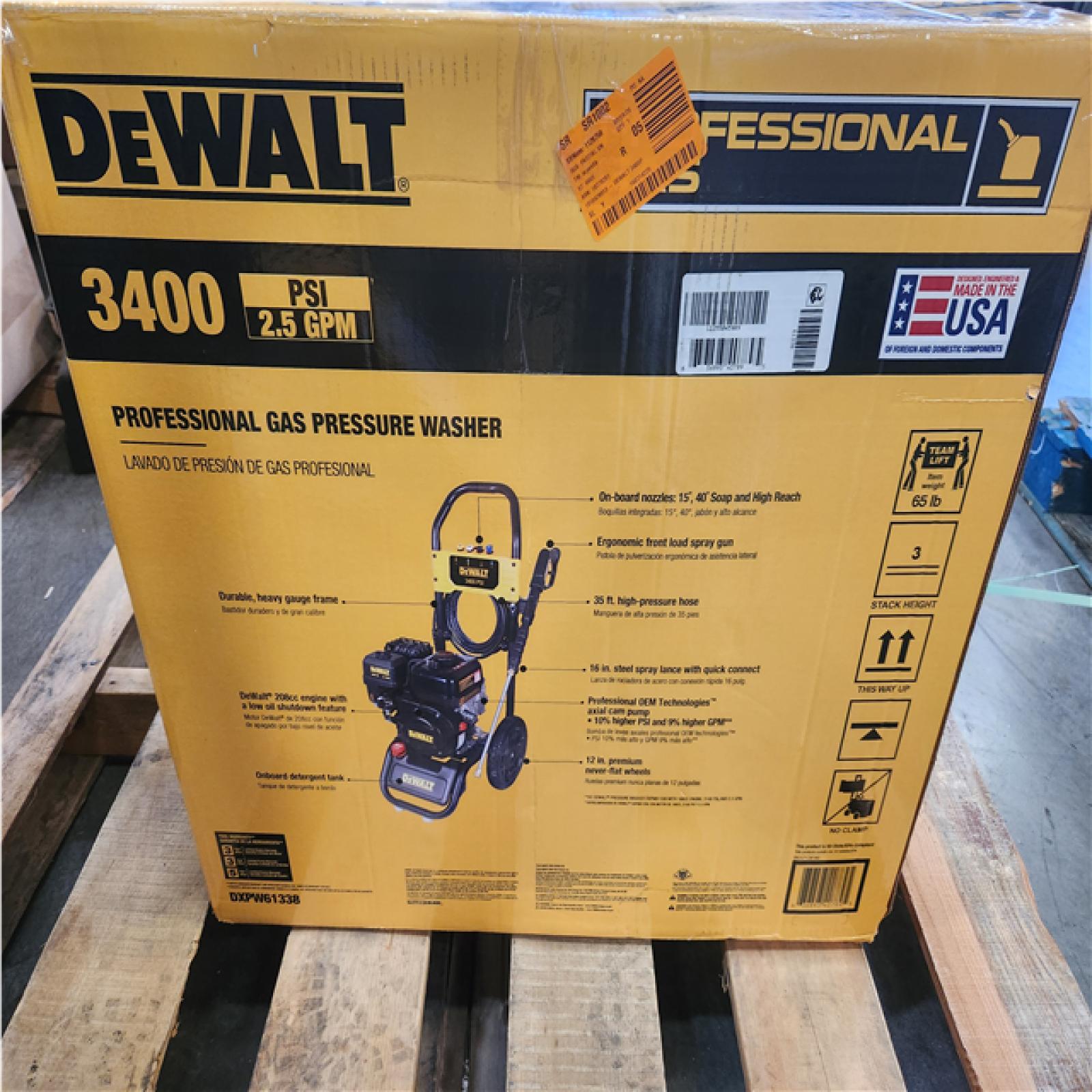 Phoenix NEW DEWALT 3400 PSI 2.5 GPM Gas Cold Water Pressure Washer with DeWalt 210 Engine