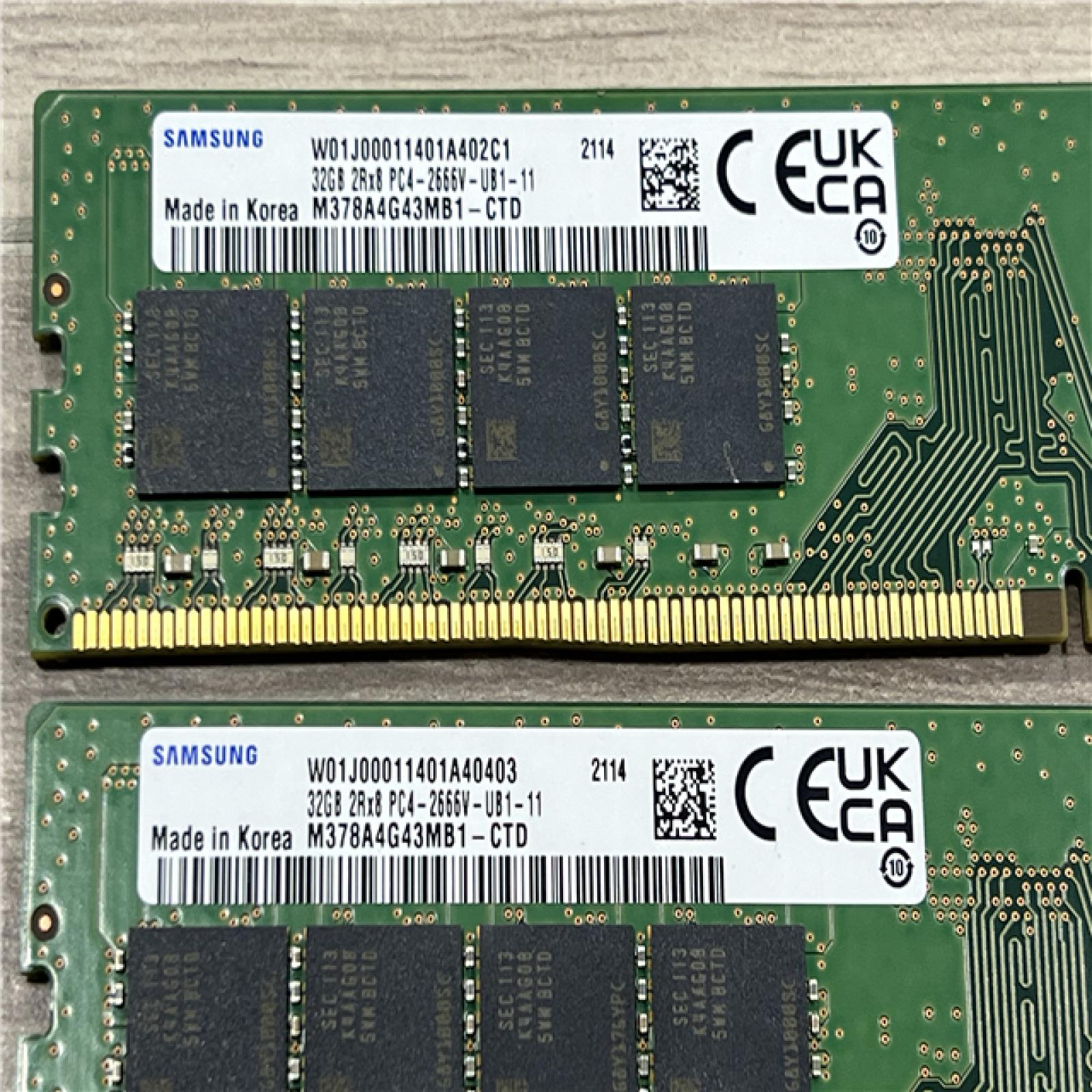 AS-IS Samsung 128GB(4x32GB) 2Rx8 PC4-2666V UDIMM Desktop Memory M378A4G43MB1-CTD
