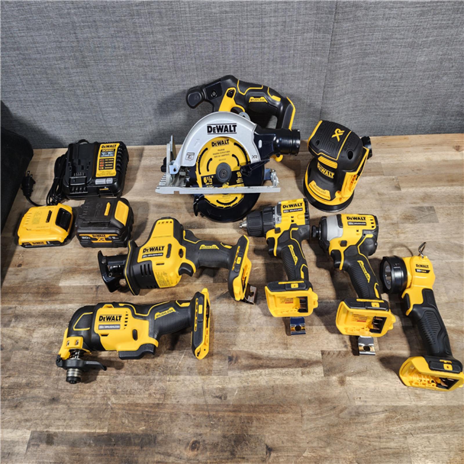HOUSTON LOCATION - AS-IS (APPEARS LIKE NEW) DEWALT 20-Volt MAX Lithium-Ion Cordless 7-Tool Combo Kit with 2.0 Ah Battery, 5.0 Ah Battery and Charger