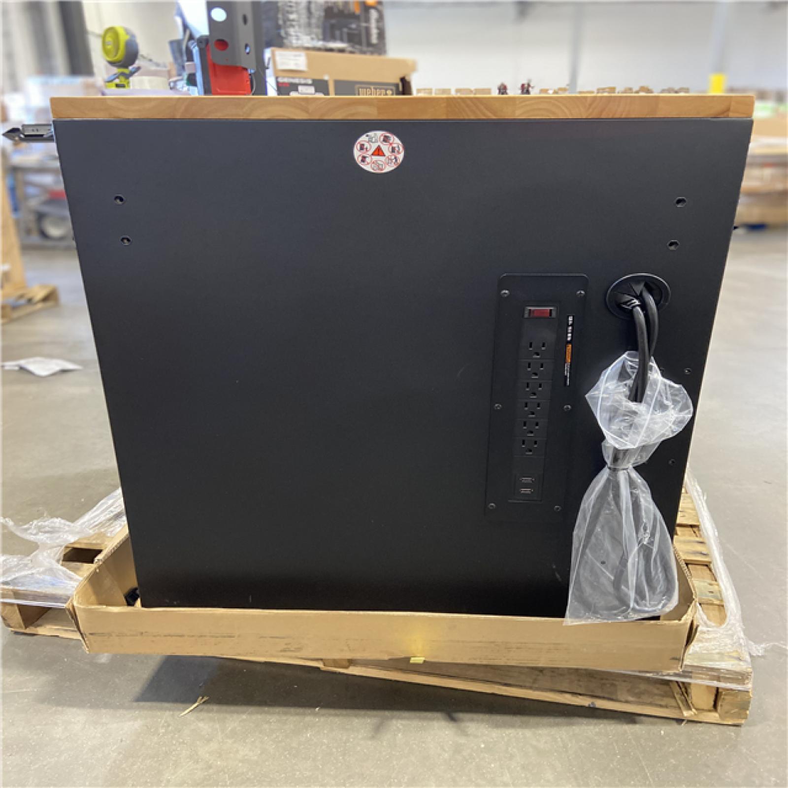 DALLAS LOCATION - Husky 52 in. W x 25 in. D Heavy Duty 9-Drawer Mobile Workbench Cabinet with Adjustable-Height Hardwood Top in Matte Black