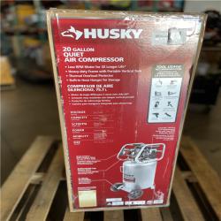 DALLAS LOCATION -  Husky 20 Gal.165 PSI Vertical Electric Oil-Free Quiet Auto/Workshop Air Compressor