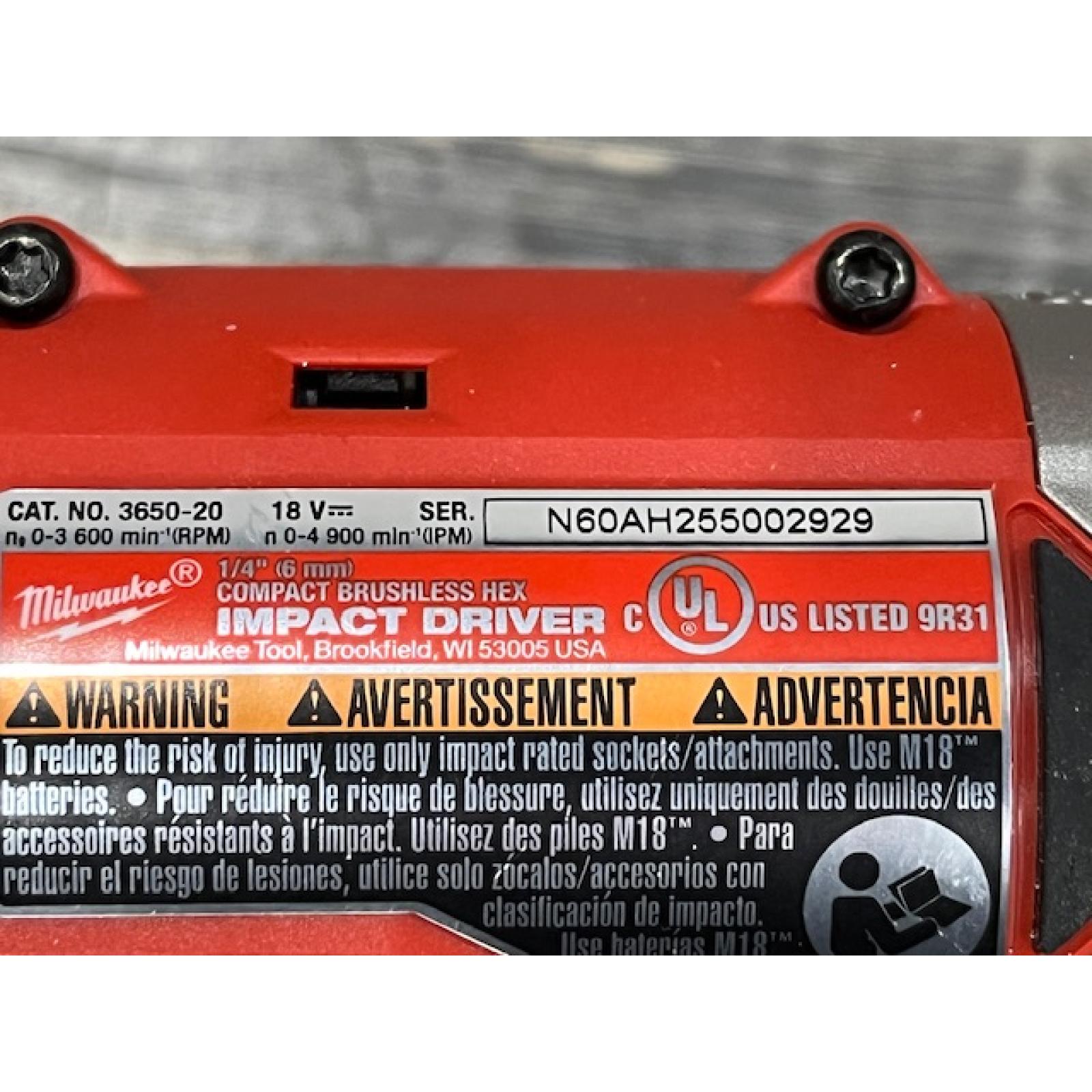 AS-IS Milwaukee 18-Volt Lithium-Ion Compact Brushless Cordless 1/4 in. Impact Driver Kit