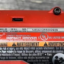 AS-IS Milwaukee 18-Volt Lithium-Ion Compact Brushless Cordless 1/4 in. Impact Driver Kit