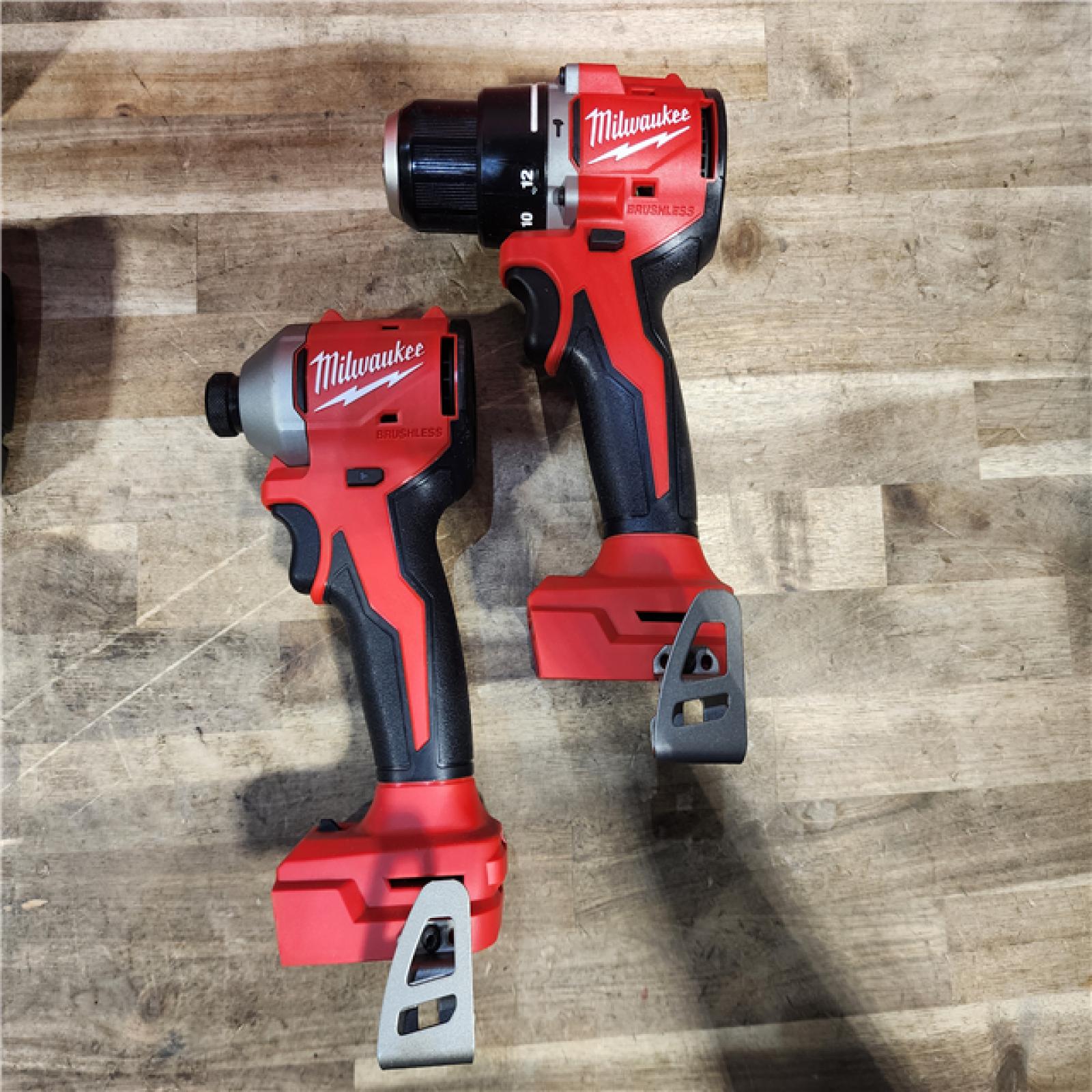 HOUSTON LOCATION - AS-IS M18 18-Volt Lithium-Ion Brushless Cordless Compact Hammer Drill/Impact Combo Kit (2-Tool) with (2) Batteries, Bag