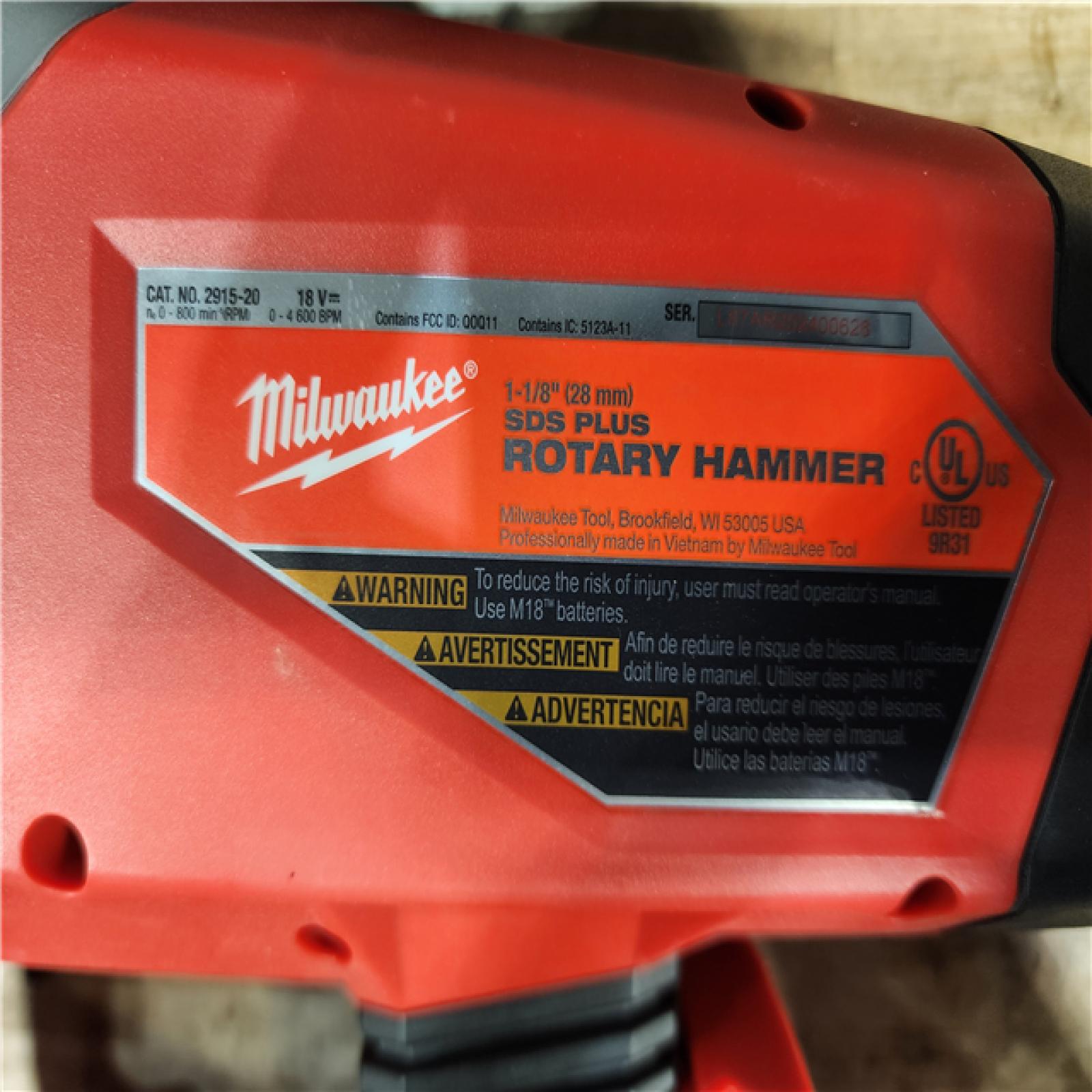HOUSTON LOCATION - AS-IS Milwaukee FUEL 18V Lithium-Ion Brushless Cordless SDS-Plus 1-1/8 in. Rotary Hammer Drill (Tool-Only)
