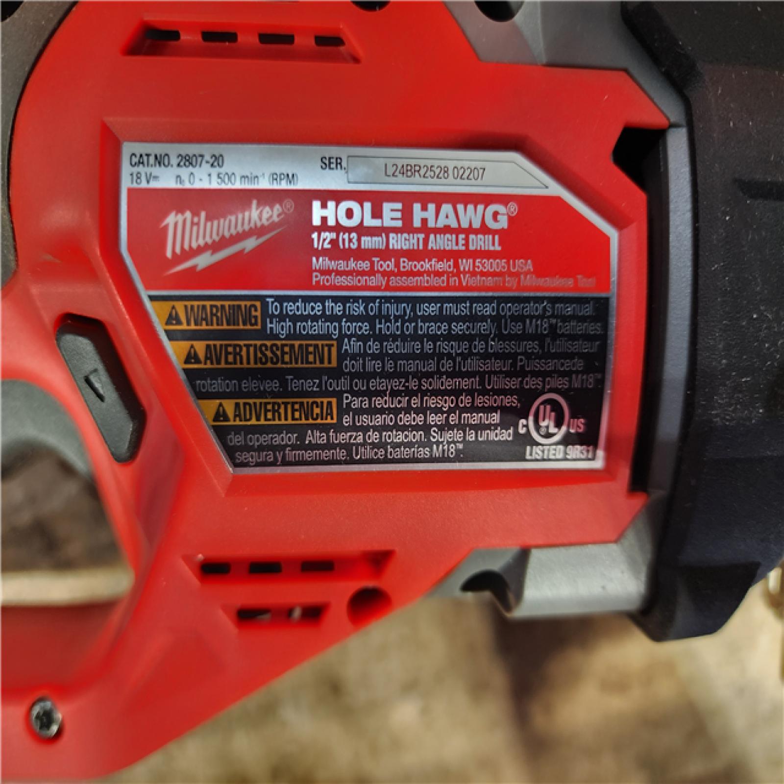 HOUSTON LOCATION - AS-IS Milwaukee  FUEL GEN II 18V Lithium-Ion Brushless Cordless 1/2 in. Hole Hawg Right Angle Drill (Tool-Only)