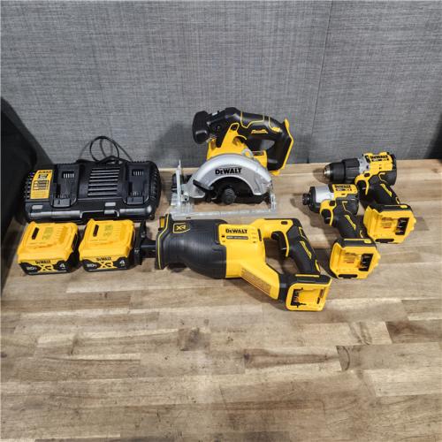 HOUSTON LOCATION - AS-IS DEWALT 20-Volt XR Lithium-Ion 4-Tool Cordless Combo Kit with (2) 4.0 Ah Battery Packs and Charger