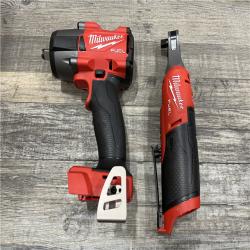 AS-IS Milwaukee FUEL 18V Cordless Mid Torque 1/2 in. Impact Wrench w/ 12 FUEL 3/8 in. Ratchet Combo Kit
