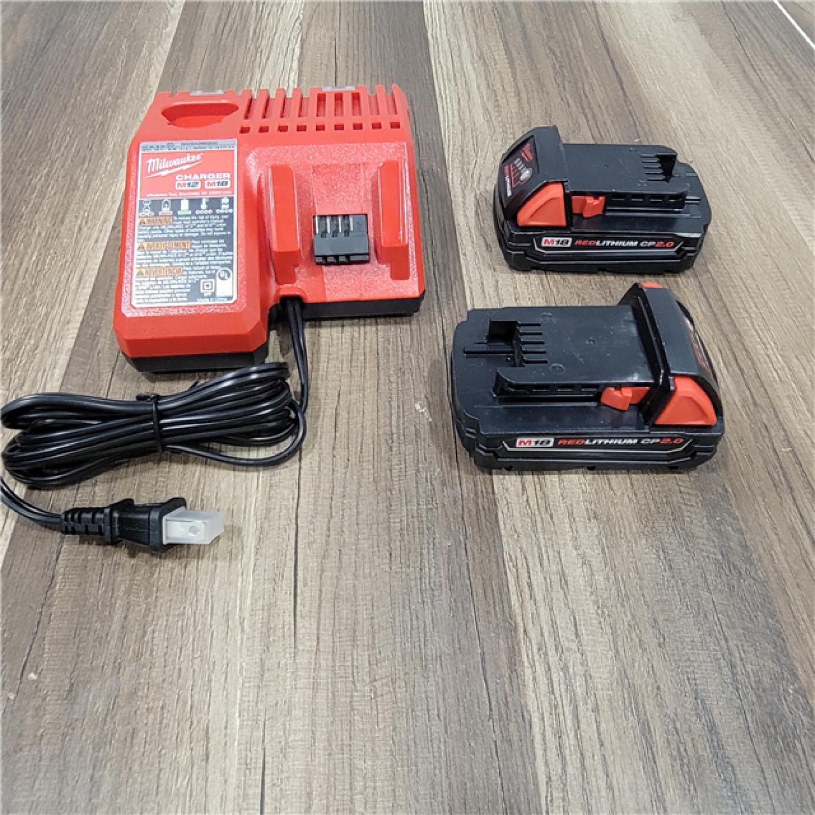 AS-IS Milwaukee M18 18V Lithium-Ion Brushless Cordless Compact Drill/Impact Combo Kit (2-Tool) W/(2) 2.0 Ah Batteries, Charger & Bag