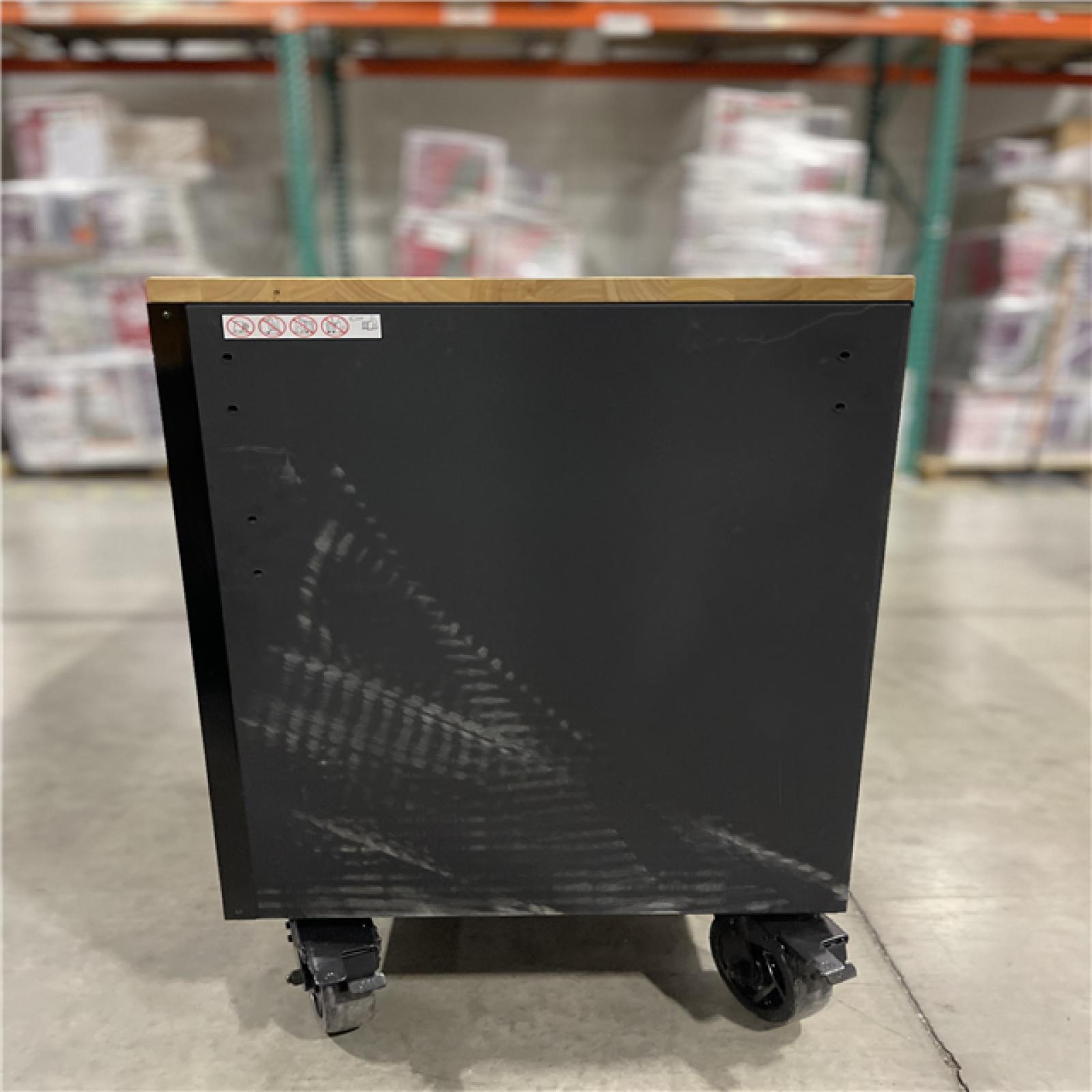 DALLAS LOCATION- AS IS- Husky Heavy-Duty 72 in. W 15-Drawer Matte Black Mobile Workbench with Wood top