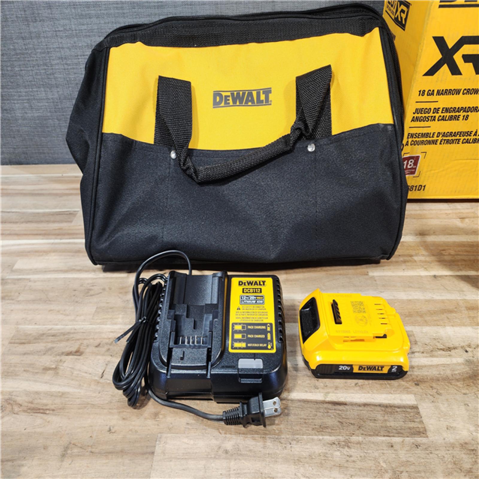 HOUSTON LOCATION - AS-IS DEWALT 20V MAX XR Lithium-Ion Cordless 18-Gauge Narrow Crown Stapler Kit