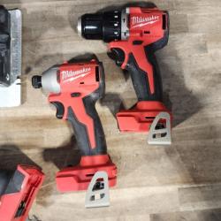 HOUSTON LOCATION - AS-IS Milwaukee M18 18-Volt Lithium-Ion Brushless Cordless Combo Kit (4-Tool) with 2-Batteries  1-Charger and Tool Bag