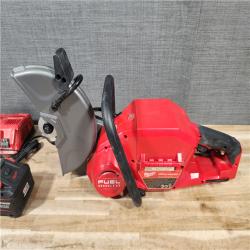 HOUSTON LOCATION - AS-IS Milwaukee M18 FUEL ONE-KEY 18-Volt Lithium-Ion Brushless Cordless 9 in. Cut Off Saw Kit W/ (2) 12.0Ah Batteries & Rapid Charger